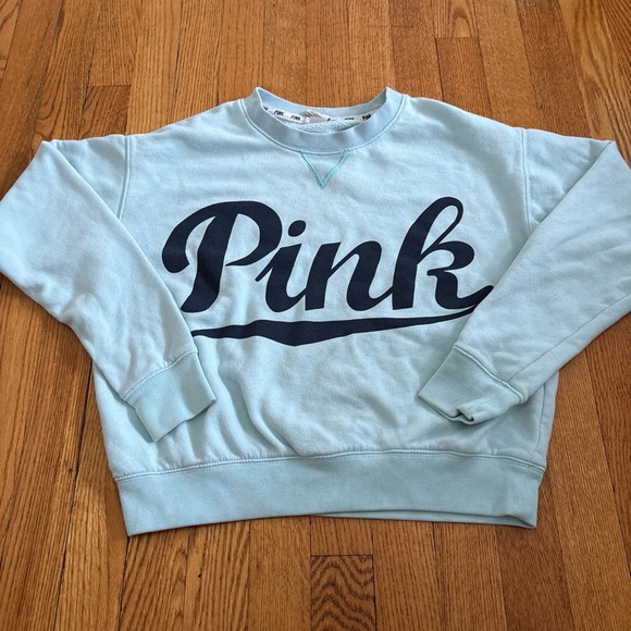 PINK Victoria's Secret Sweaters - PINK Victoria's Secret Light Blue Crew Neck Sweater